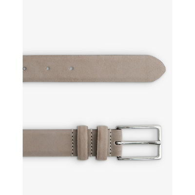 Shop Reiss Men's Stone Dante Adjustable-buckle Suede-leather Belt