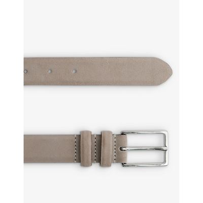 Reiss Mens Stone Dante Adjustable-buckle Suede-leather Belt In Stone