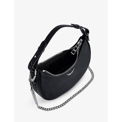 Shop Zadig & Voltaire Zadig&voltaire Womens Noir Moonrock Grained-leather Shoulder Bag