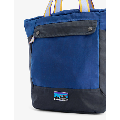 Shop Patagonia Cobalt Blue 50th Anniversary Brand-patch Waxed-canvas Tote Bag