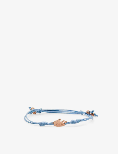 Shop La Maison Couture X Niin Gaia Wax Cord And Rose Gold-plated Brass Bracelet In Blue