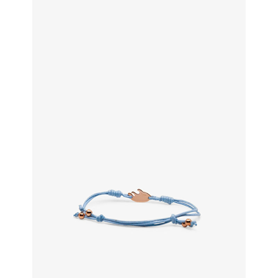 Shop La Maison Couture X Niin Gaia Wax Cord And Rose Gold-plated Brass Bracelet In Blue