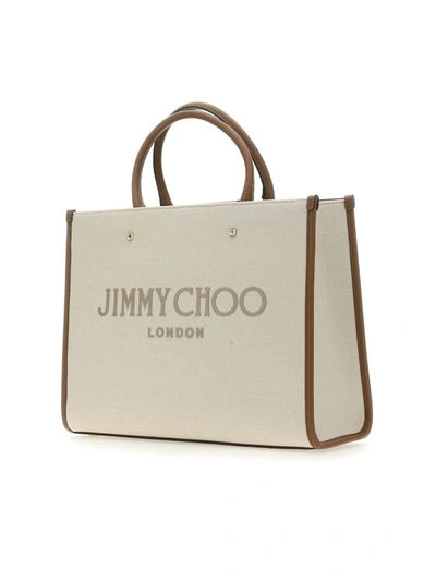 Shop Jimmy Choo Totes In Natural/marl Grey/dark Tan/light