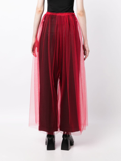 Shop Noir Kei Ninomiya Elasticated-waistband Mesh Trousers In Red