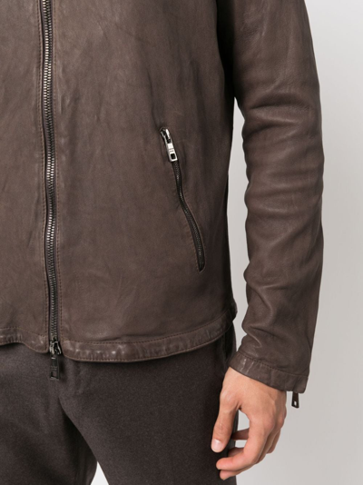 Shop Giorgio Brato Zip-up Leather Jacket In Brown