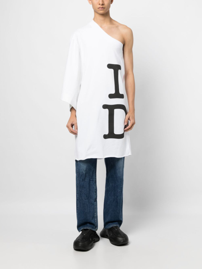 Shop Doublet Graphic-print One-shoulder T-shirt In White