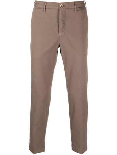 Shop Incotex Low-rise Straight-leg Trousers In Brown