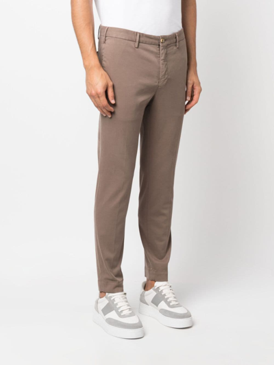 Shop Incotex Low-rise Straight-leg Trousers In Brown
