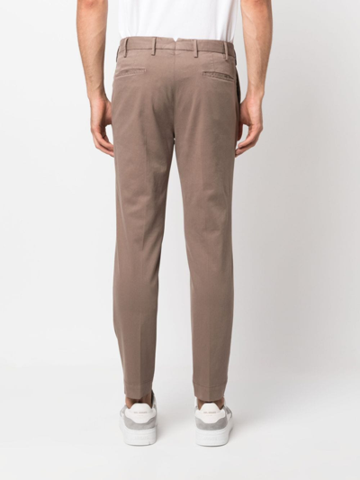 Shop Incotex Low-rise Straight-leg Trousers In Brown