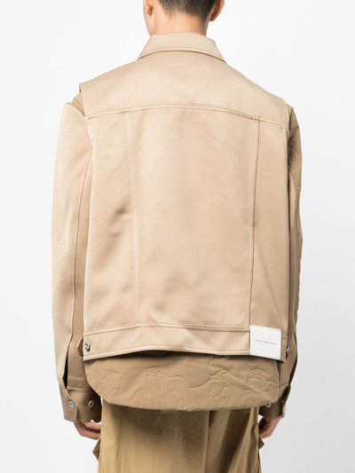 Shop Feng Chen Wang Logo-patch Long-sleeve Jacket In Brown