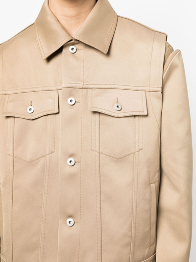 Feng Chen Wang Logo-patch Long-sleeve Jacket In Brown