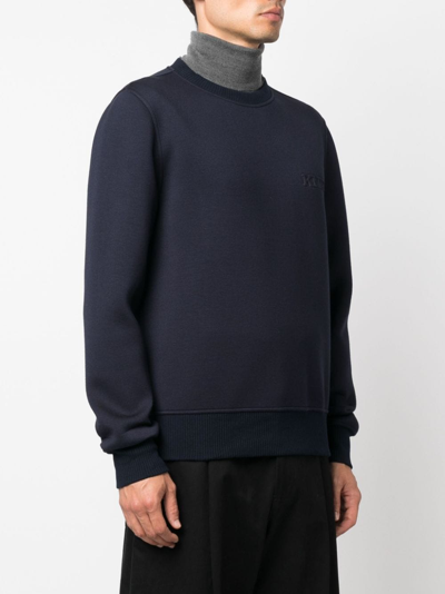 Shop Kiton Crew-neck Long-sleeve Sweatshirt In Blue