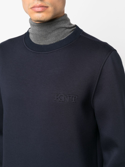 Shop Kiton Crew-neck Long-sleeve Sweatshirt In Blue