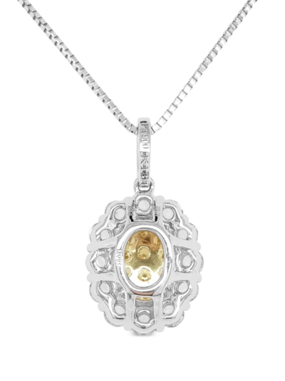 Hyt Jewelry 18kt Gold And Platinum Diamond Necklace In Silver
