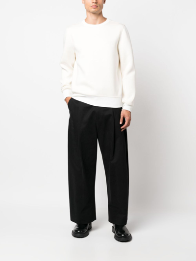 Shop Kiton Crew-neck Long-sleeve Sweatshirt In White