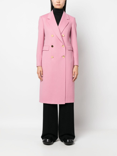 Shop Tagliatore Double-breasted Notched-lapels Coat In Pink
