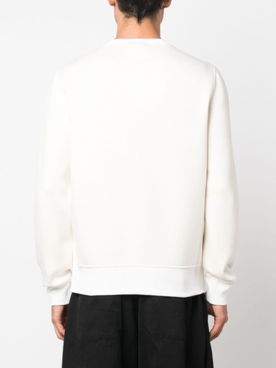 Shop Kiton Crew-neck Long-sleeve Sweatshirt In White