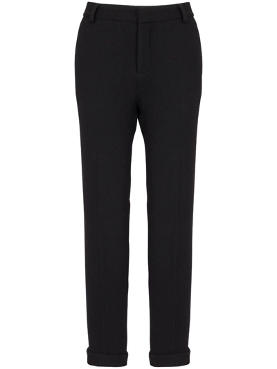 Shop Balmain High-waisted Tapered-leg Trousers In Black