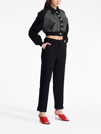 Shop Balmain High-waisted Tapered-leg Trousers In Black