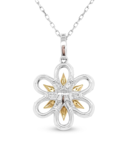 Hyt Jewelry 18kt Yellow And White Gold Diamond Necklace In Silver