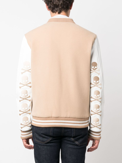Philipp Plein Skull&bones Bomber Jacket In Neutrals