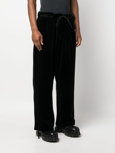 Shop Y-3 Velvet Wide-leg Trousers In Black