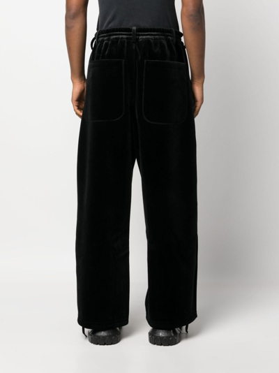 Shop Y-3 Velvet Wide-leg Trousers In Black
