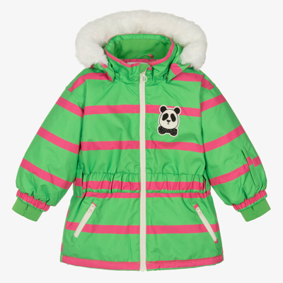 Shop Mini Rodini Girls Green & Pink Waterproof Ski Jacket