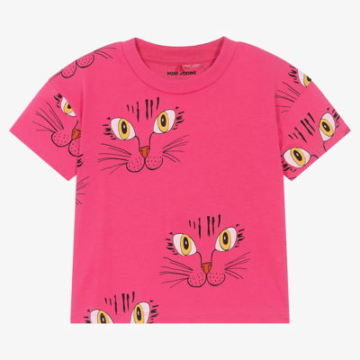 Shop Mini Rodini Girls Pink Organic Cotton Cat T-shirt