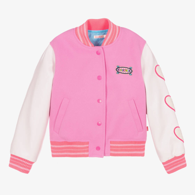 Shop Billieblush Girls Pink Faux Leather Bomber Jacket