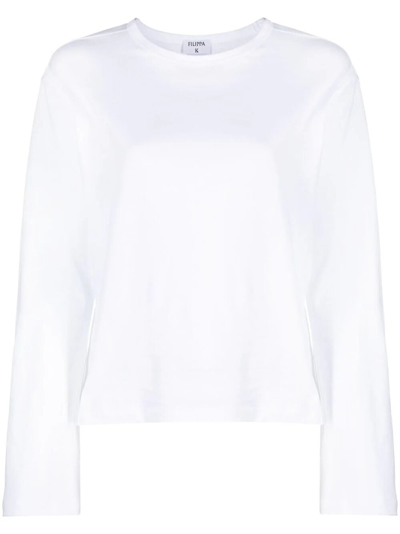 Shop Filippa K Cotton Longsleeve Top In White