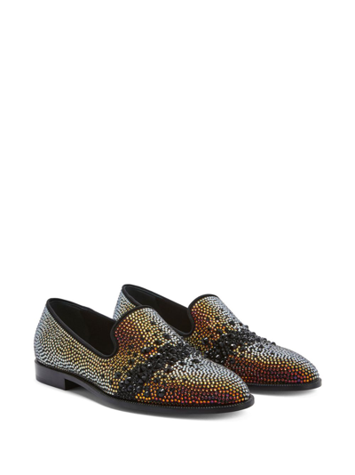 Shop Giuseppe Zanotti Marthinique Crystal-embellished Loafers In Black