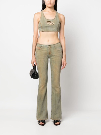 Diesel Logo-plaque Flared Jeans In Brown