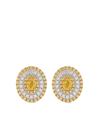 Hyt Jewelry 18kt Gold Diamond Stud Earrings In Gold