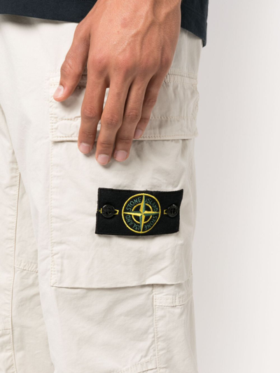 Shop Stone Island Compass Cargo Trousers In Neutrals