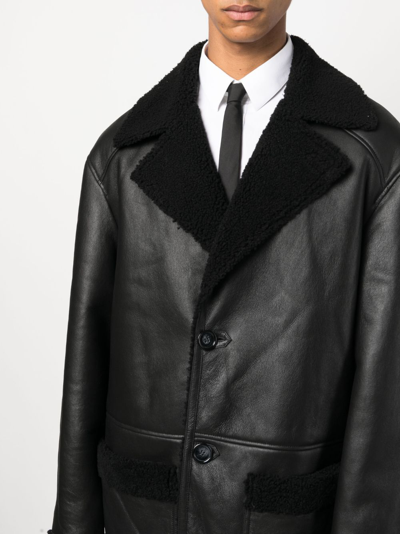 Shop Philipp Plein Shearling-lining Leather Coat In Black
