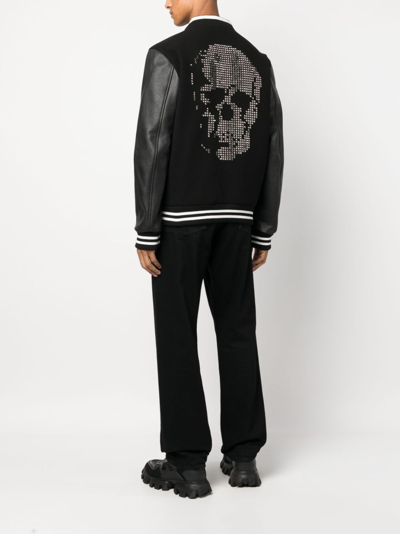 Philipp Plein Studded-skull Bomber Jacket In Black