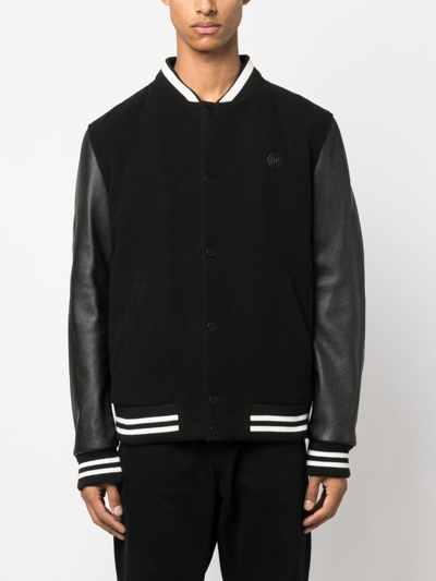 Philipp Plein Studded-skull Bomber Jacket In Black