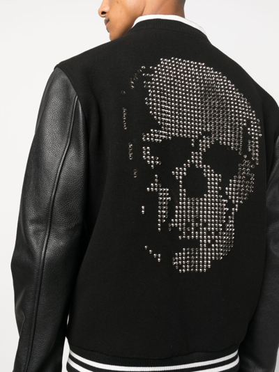 Shop Philipp Plein Studded-skull Bomber Jacket In Black