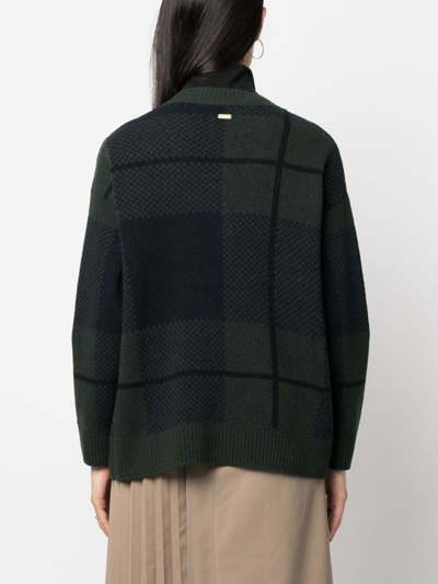 Barbour Marie Checked V-neck Cardigan In Blue