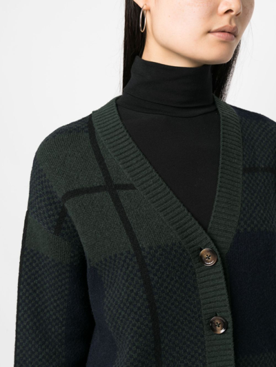 Barbour Marie Checked V-neck Cardigan In Blue