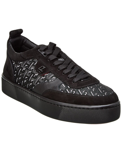 Shop Christian Louboutin Happyrui Coated Canvas & Suede Sneaker In Black