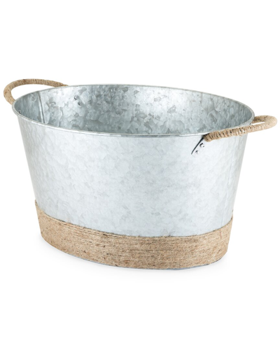 Twine Seaside Jute Rope Wrapped Galvanized Tub