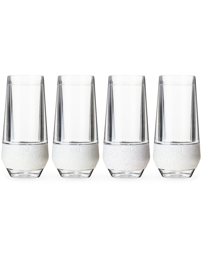 Shop Host Champagne Freeze Cooling Cups (set Of 4) In Glitter Set In White