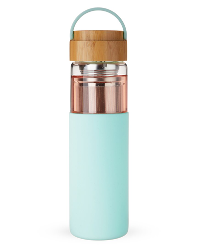 Shop Pinky Up (accessories) Dana Glass Travel Mug In Turquoise In Blue