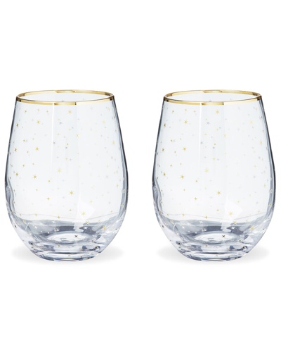 Shop Twine Starlight Stemless Wine Glass Set In Gold