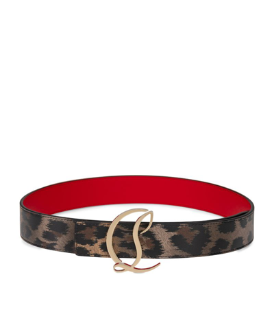 Shop Christian Louboutin Cl Logo Leather Belt In Brown