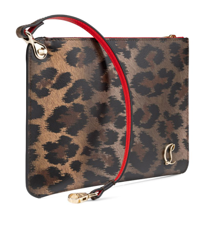 Christian Louboutin Leopard Print Leather Pouch in 3221 Brown/Gold