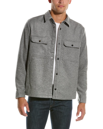 Shop Ted Baker Anderby Wool-blend Overshirt Jacket In Grey
