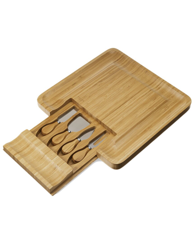 Shop Twine Four Piece Bamboo Cheese Board And Knife Set In Natural